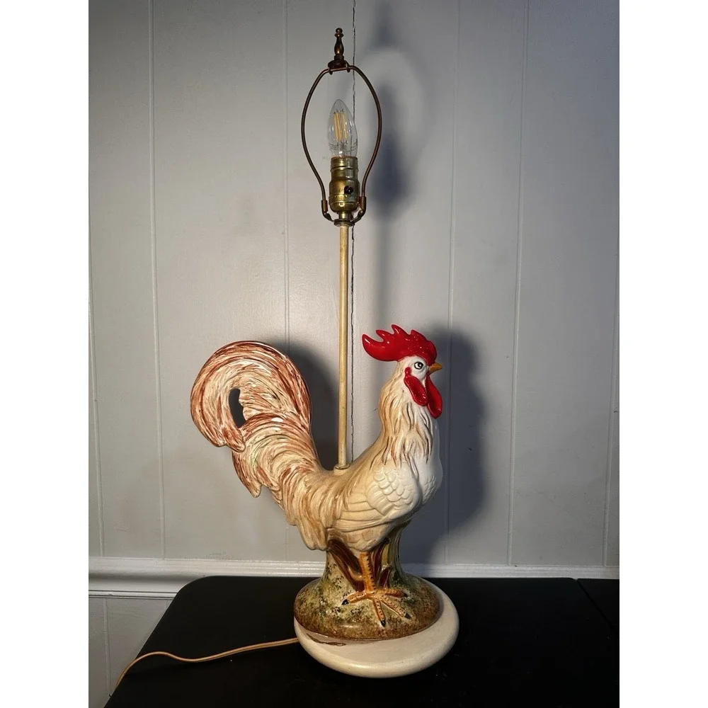 Vintage Rooster‎ Table Lamp Ceramic Farmhouse Country Kitchen Decor